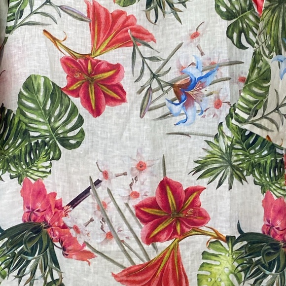 Allegra Masetti NWT Size Large 100% Linen Floral Tropical Shift Dress: 3173 - Picture 5 of 9